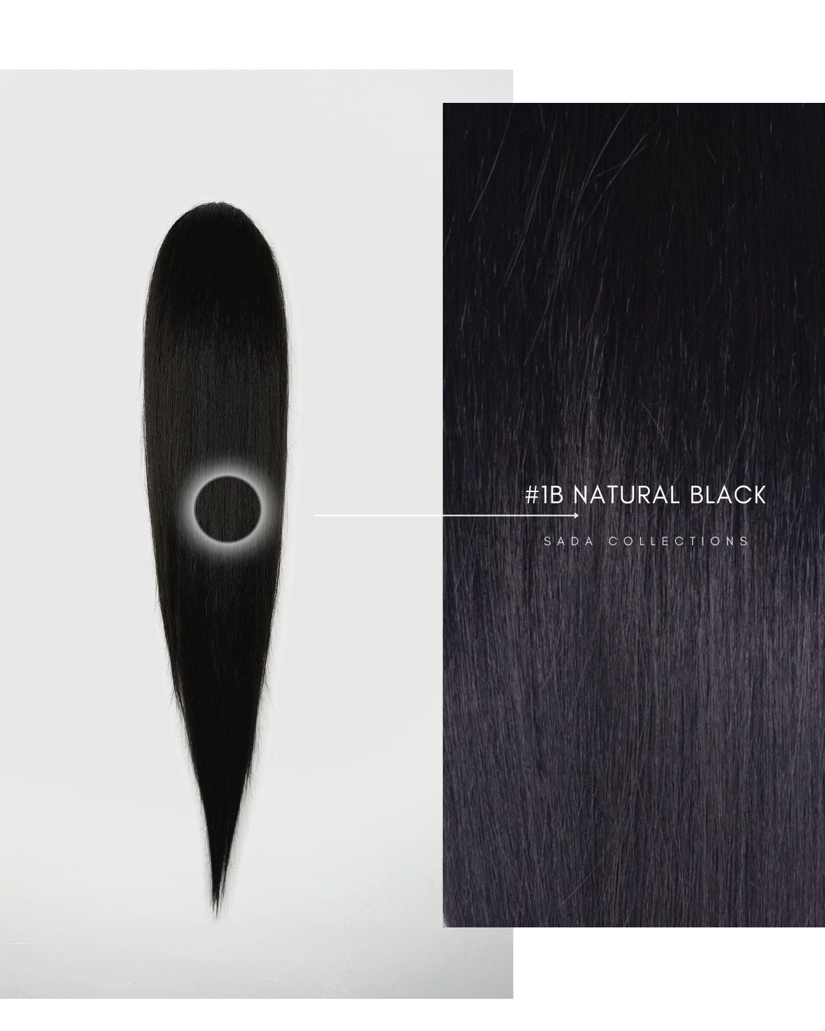 Coda di cavallo liscia nera “LIMA”