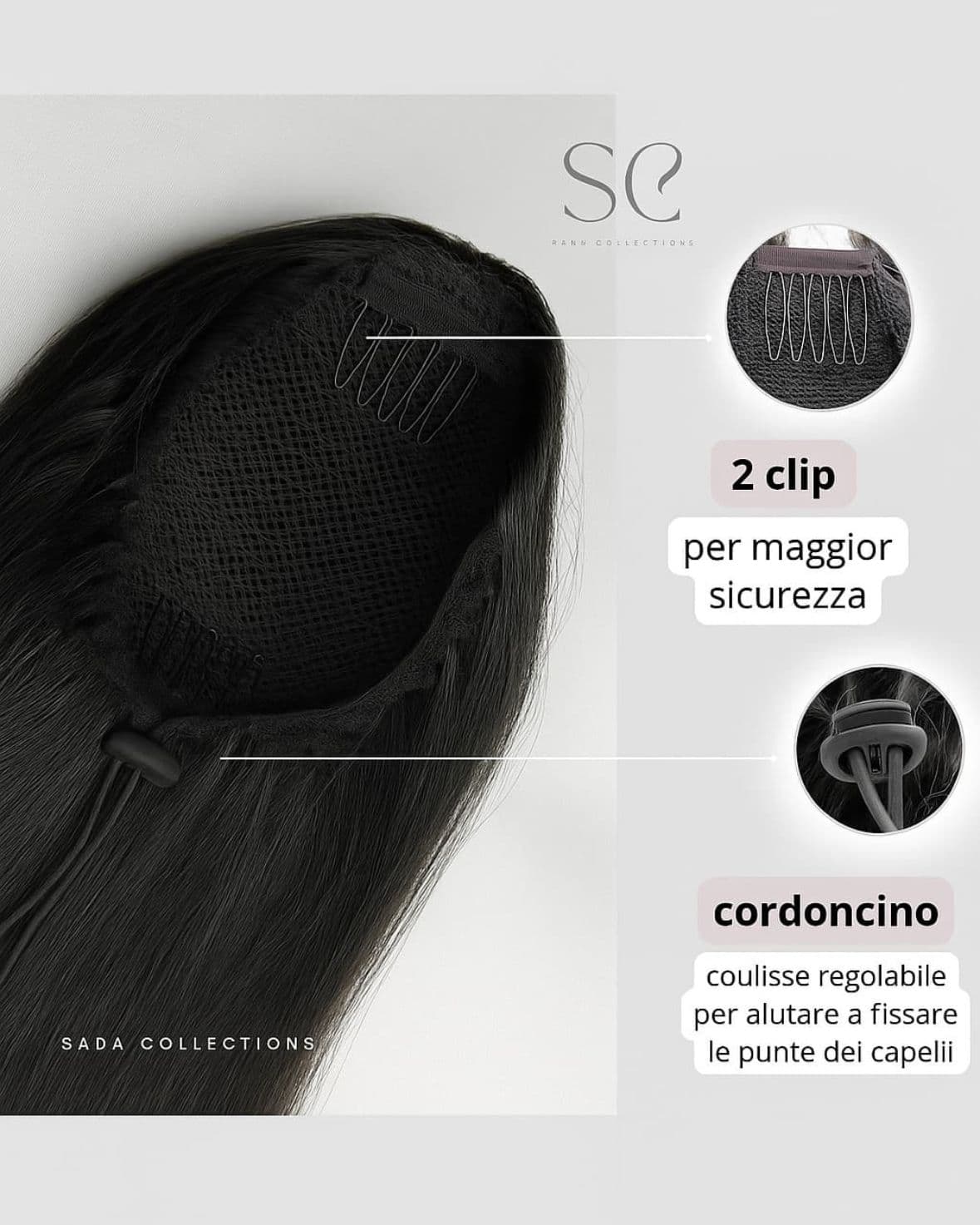 Coda di cavallo nera mossa “PARIS”