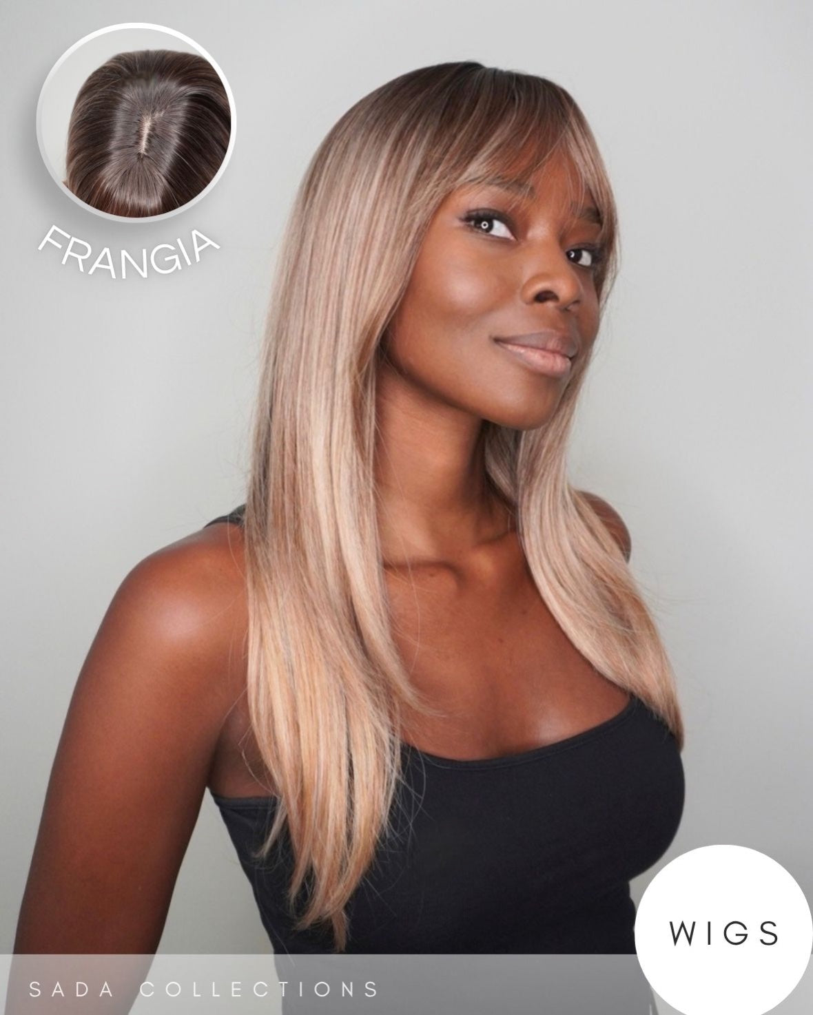Kiara – Parrucca Liscia Castano Moka & Biondo Beige con Frangia