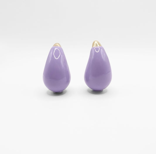 Purple enamelled drop earrings