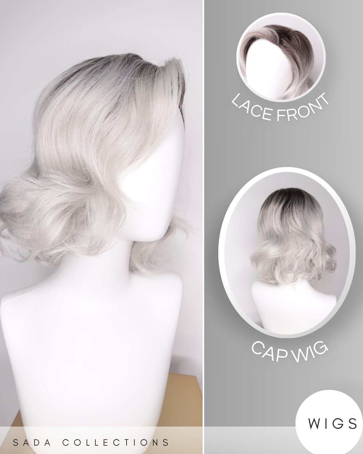 Parrucca Taglio Corto Grigio -“Mery”