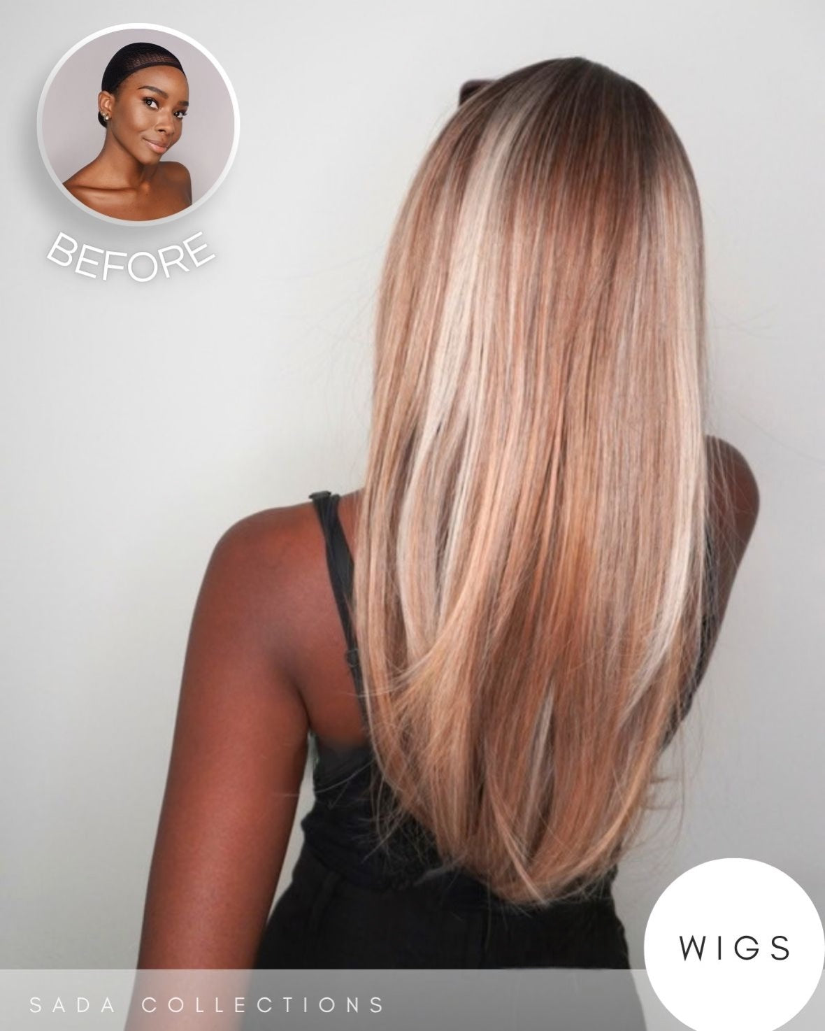 Kiara – Parrucca Liscia Castano Moka & Biondo Beige con Frangia
