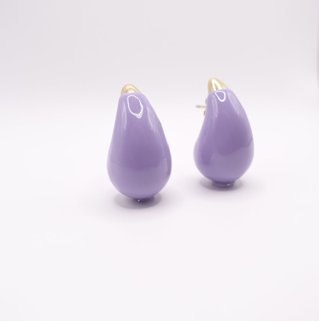 Purple enamelled drop earrings