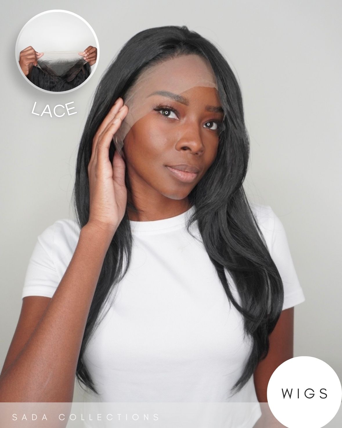 OLIVIA – Parrucca Lace Front Nera Lunga Scalata